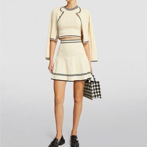 Sandro Pointelle Cardigan and Skirt Set - EUC - Fr 36